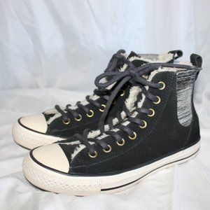 Converse All Stars - Black Suede w/ Sherpa Sz 9